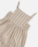 Sleeveless Linen Dress White And Sage Striped - G30I86_000