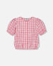 Puff Sleeve Top Pink And White Checks - G30J15_605