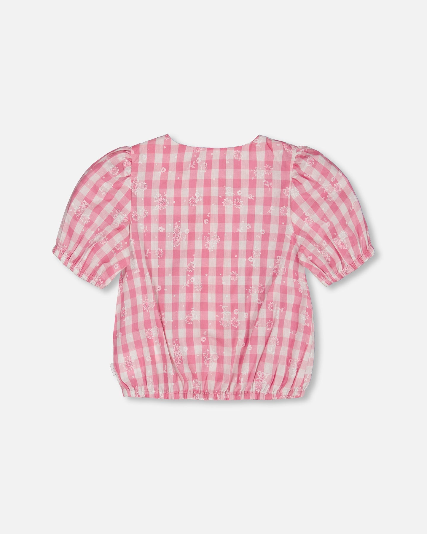 Puff Sleeve Top Pink And White Checks - G30J15_605