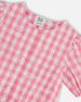 Puff Sleeve Top Pink And White Checks - G30J15_605