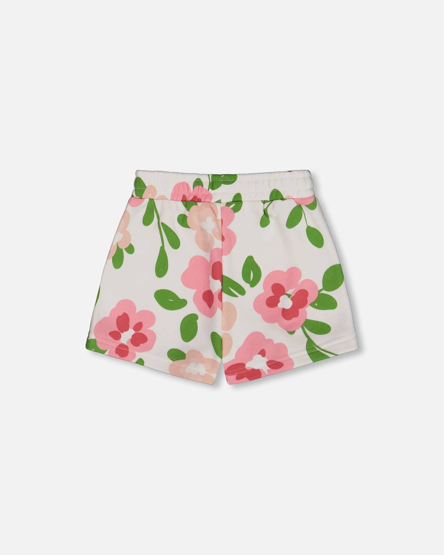 Printed French Terry Short Pink Flowers On White Background - G30J28_093