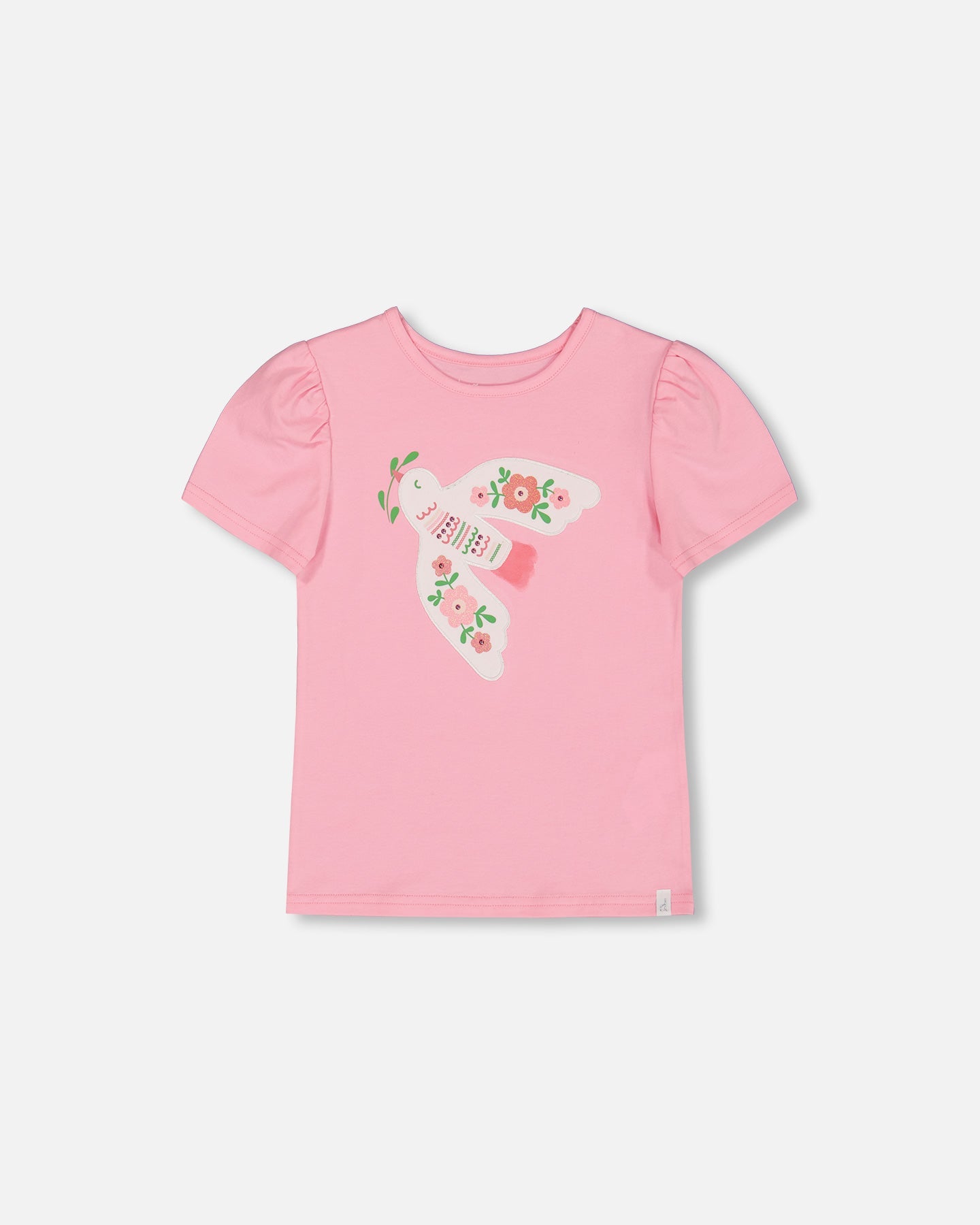 Organic Cotton Tee With Puff Sleeve Candy Pink - G30J70_605