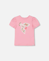 Organic Cotton Tee With Puff Sleeve Candy Pink