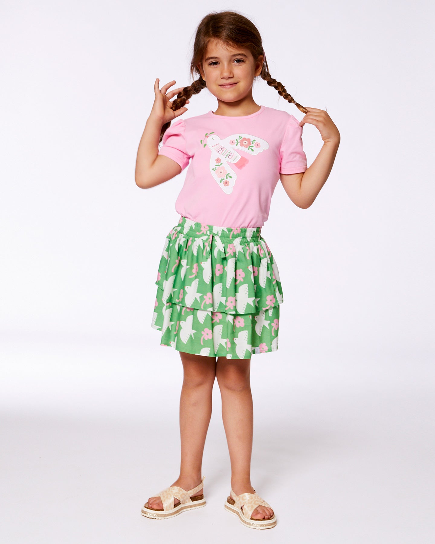 Organic Cotton Tee With Puff Sleeve Candy Pink - G30J70_605