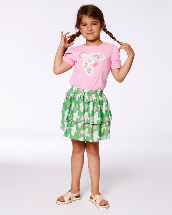 Organic Cotton Tee With Puff Sleeve Candy Pink - G30J70_605