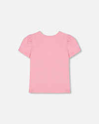 Organic Cotton Tee With Puff Sleeve Candy Pink - G30J70_605