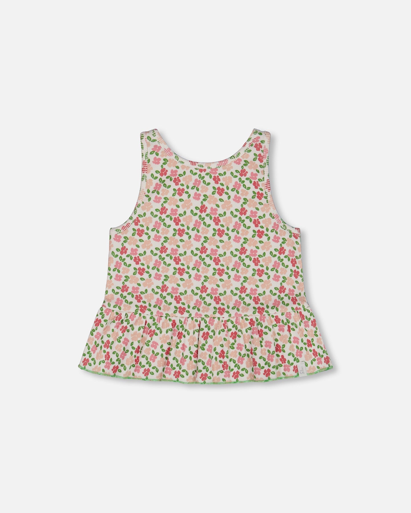 Printed Tank Top With Flounce Small Flowers On White Background - G30J71_092