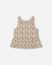 Printed Tank Top With Flounce Small Flowers On White Background - G30J71_092