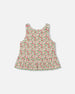 Printed Tank Top With Flounce Small Flowers On White Background - G30J71_092