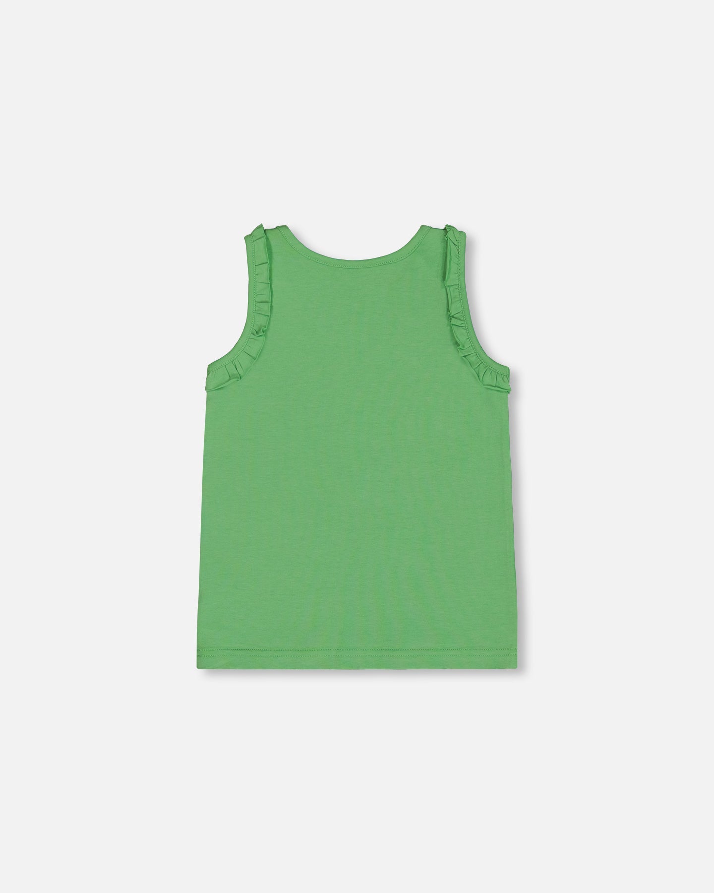 Organic Cotton Tank With Frills Flowers On Green Background - G30J72_280