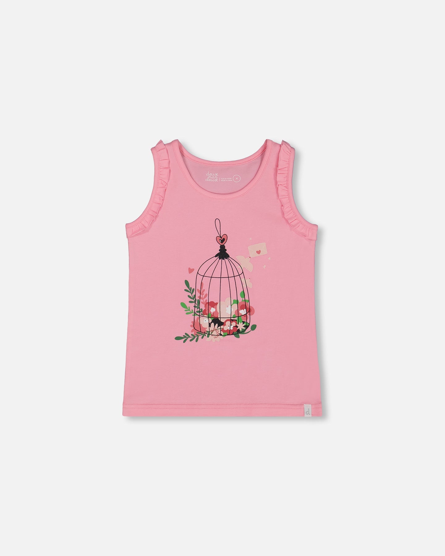 Organic Cotton Tank With Frills Candy Pink - G30J72_605