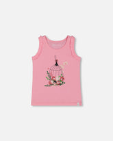 Organic Cotton Tank With Frills Candy Pink