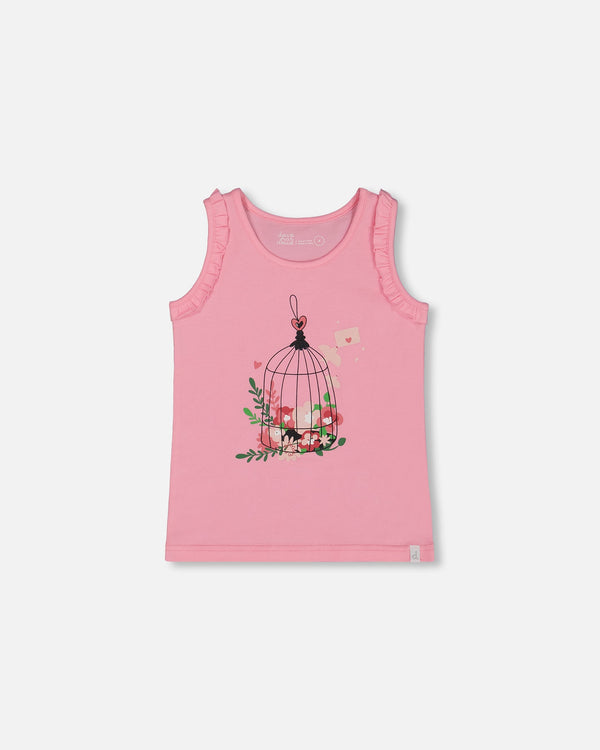 Organic Cotton Tank With Frills Candy Pink - G30J72_605