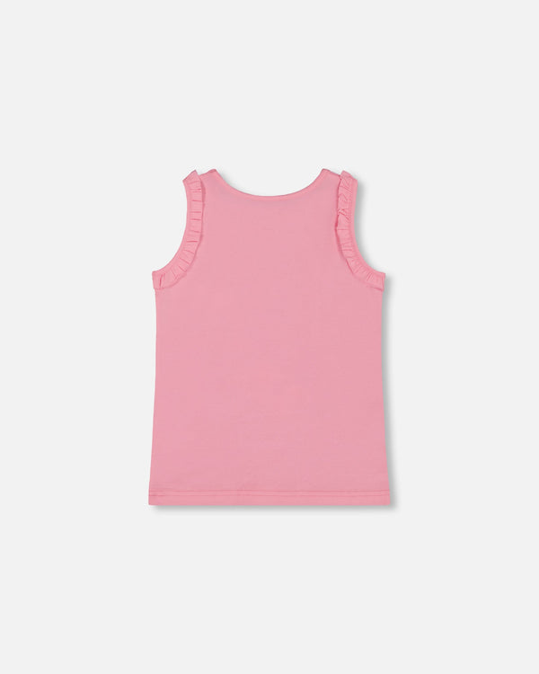 Organic Cotton Tank With Frills Candy Pink - G30J72_605