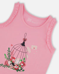 Organic Cotton Tank With Frills Candy Pink - G30J72_605