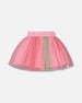 Printed Mesh Skirt Pink And Green - G30J80_000