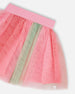 Printed Mesh Skirt Pink And Green - G30J80_000