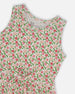 Printed Ribbed Dress With Waist Tie Small Flowers On White Background - G30J88_092