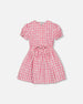 Puff Sleeve Dress With Waist Tie Pink And White Checks - G30J90_605