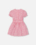 Puff Sleeve Dress With Waist Tie Pink And White Checks - G30J90_605