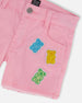 Jean Short With Embroidery Pink And Multicolored Gummies - G30K28_605