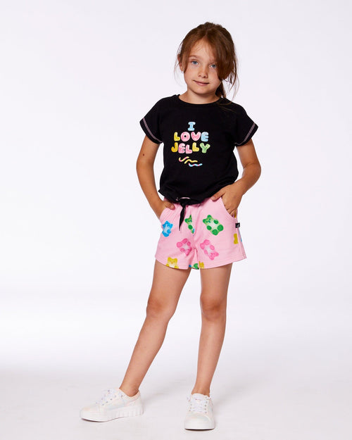 Printed French Terry Short Pink Multicolored Gummies - G30K29_000