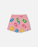 Printed French Terry Short Pink Multicolored Gummies - G30K29_000