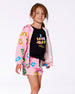 Printed French Terry Hoodie Cardigan Pink Multicolored Gummies - G30K30_000