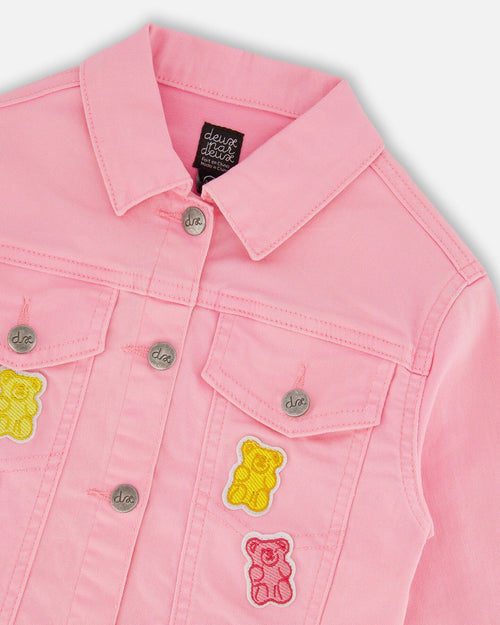 Jean Jacket With Embroidery Pink And Multicolored Gummies - G30K50_605