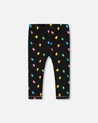 Printed Capri Legging Black And Multicolored Gummies - G30K61_077