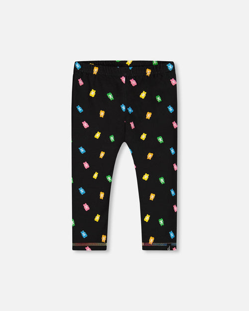 Printed Capri Legging Black And Multicolored Gummies - G30K61_077