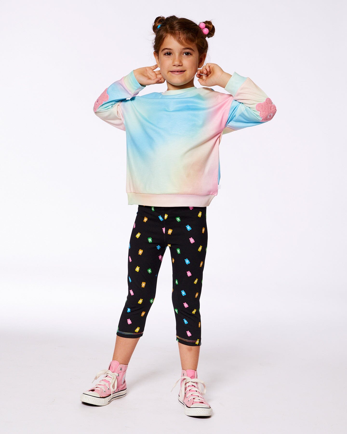 Printed Capri Legging Black And Multicolored Gummies - G30K61_077