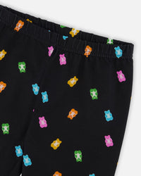 Printed Capri Legging Black And Multicolored Gummies - G30K61_077