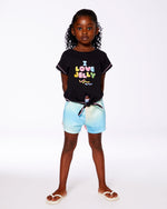Organic Cotton Tee With Print And Knot Black And Multicolored - G30K71_999