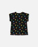 Rolled Sleeve Tee With Print Black And Multicolored Gummies - G30K72_077