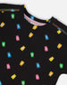 Rolled Sleeve Tee With Print Black And Multicolored Gummies - G30K72_077