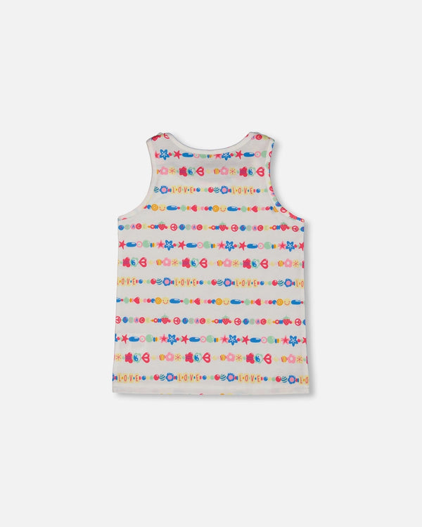 Tank Top With Knots White And Multicolored Candies - G30K73_079