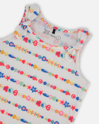 Tank Top With Knots White And Multicolored Candies - G30K73_079