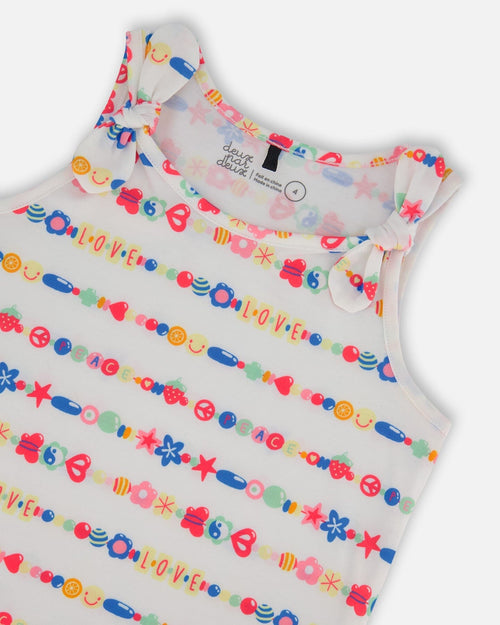 Tank Top With Knots White And Multicolored Candies - G30K73_079