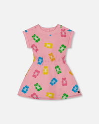 Printed French Terry Dress Pink Multicolored Gummies Dresses Deux par Deux 