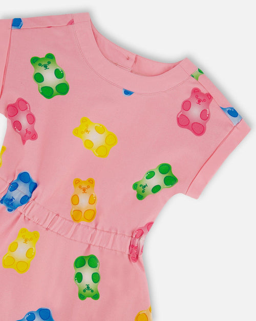 Printed French Terry Dress Pink Multicolored Gummies Dresses Deux par Deux 