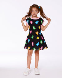 Printed French Terry Dress Black And Multicolored Gummies - G30K88_077