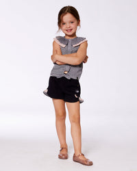 Crinkle Short With Frills Black And Butterflies - G30L27_999