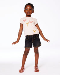 Organic Cotton Top With Applique Pink With Sparkling Butterfly - G30L71_843