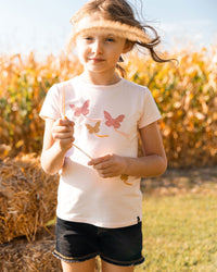 Organic Cotton Top With Applique Pink With Sparkling Butterfly - G30L71_843