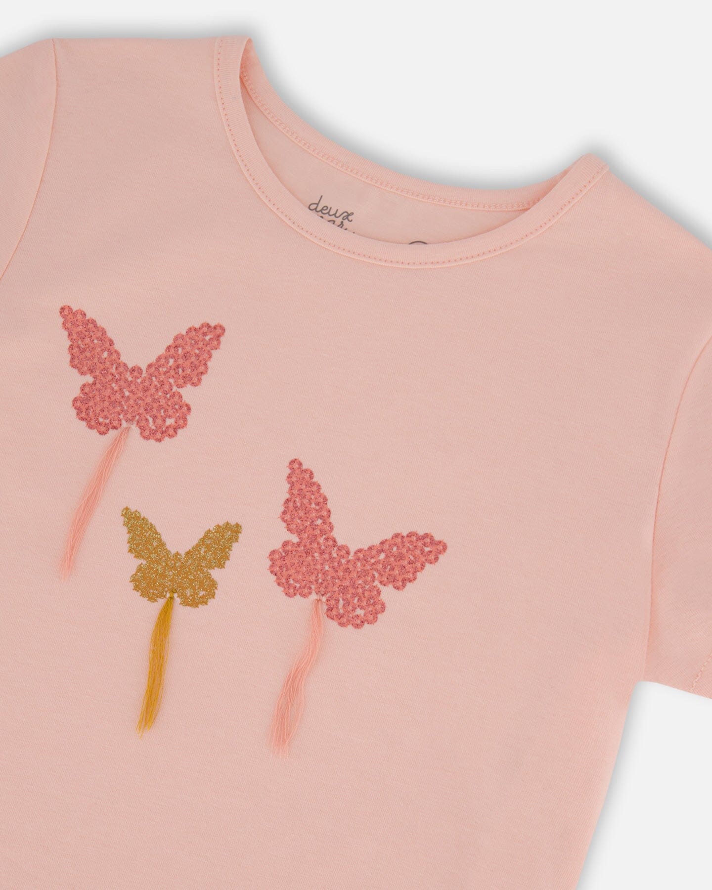 Organic Cotton Top With Applique Pink With Sparkling Butterfly - G30L71_843