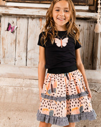 Organic Cotton Top With Applique Black And Pink Butterfly - G30L71_999