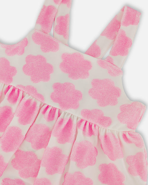 Printed Terry Tank Top And Shorts Set Vibrant Pink And White - G30MG10_624