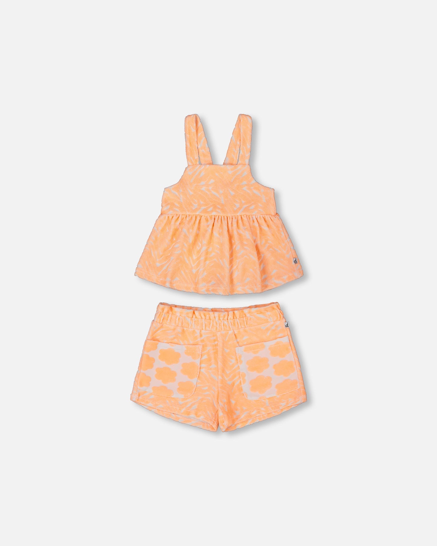 Printed Terry Tank Top And Shorts Set Vibrant Orange And White - G30MG10_807