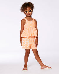 Printed Terry Tank Top And Shorts Set Vibrant Orange And White - G30MG10_807